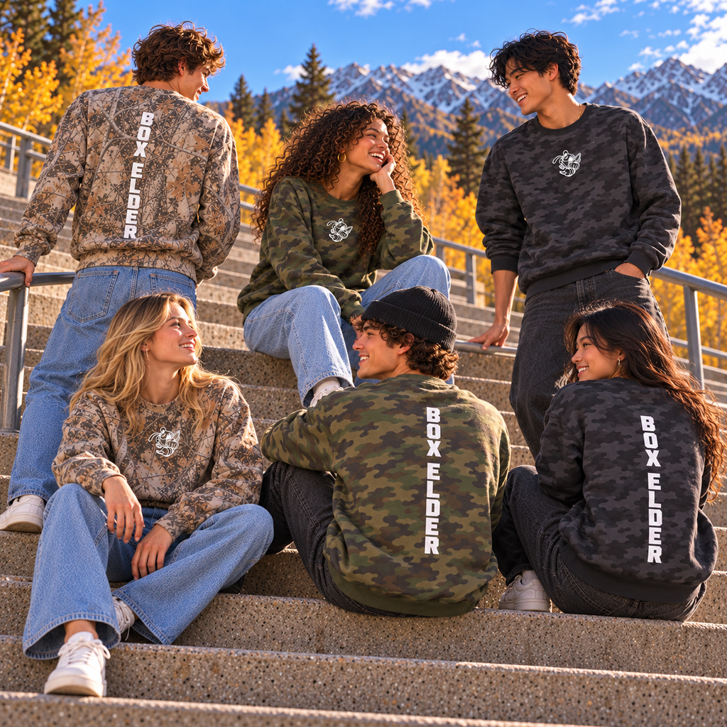 Retro Camo | BE Vert Crewneck